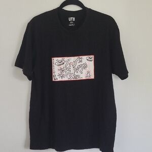 Uniqlo Black Tee with Red Graphic (LL114)